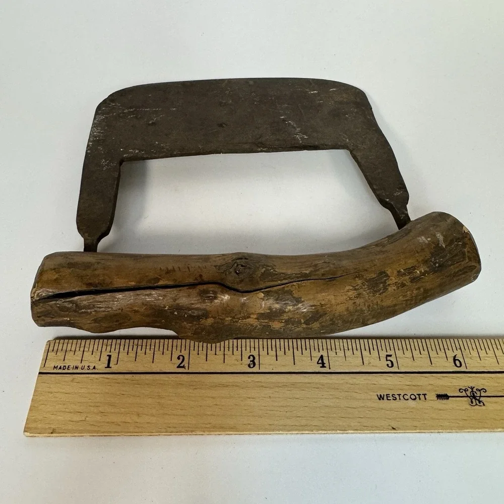 Antique Hand Forged Wood Branch Handle‎ Herb Chopper Early American Farmhouse